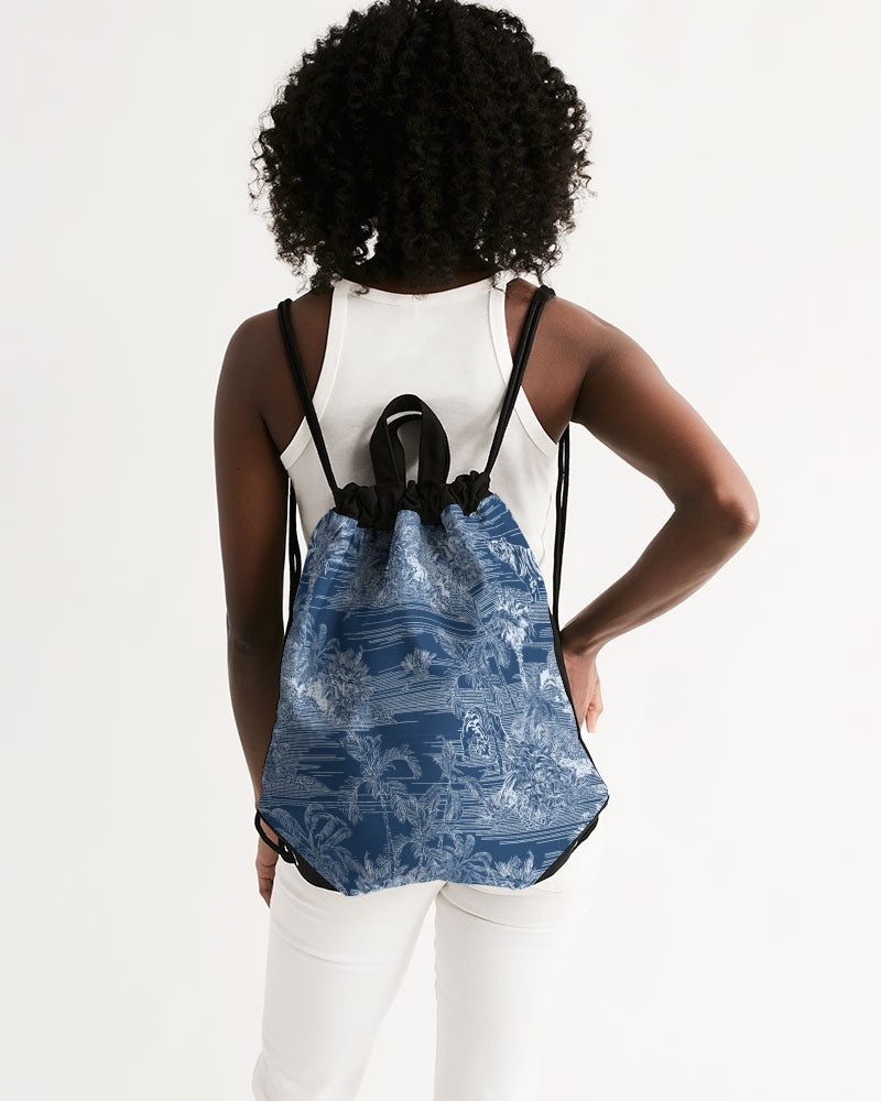 Blue Tiger Scene Canvas Drawstring Bag DromedarShop.com Online Boutique