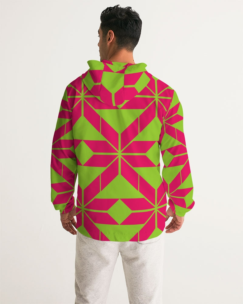 Aztec-Inka Collection Aztec Pink-Green pattern Men's Windbreaker DromedarShop.com Online Boutique