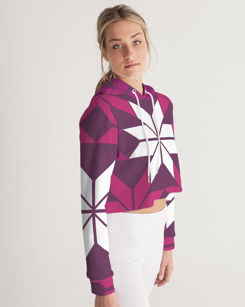Aztec-Inka Collection Aztec Purple pattern Women's Cropped Hoodie DromedarShop.com Online Boutique
