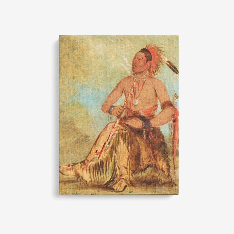 American Indian Chief with Peace Pipe Canvas Wall Art DromedarShop.com Online Boutique