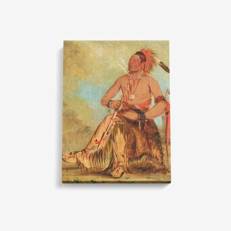 American Indian Chief with Peace Pipe Canvas Wall Art DromedarShop.com Online Boutique