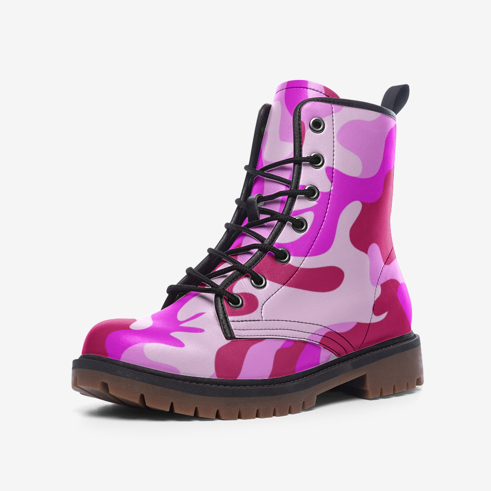 Pink Soldier Casual Leather Lightweight Unisex Boots DromedarShop.com Online Boutique