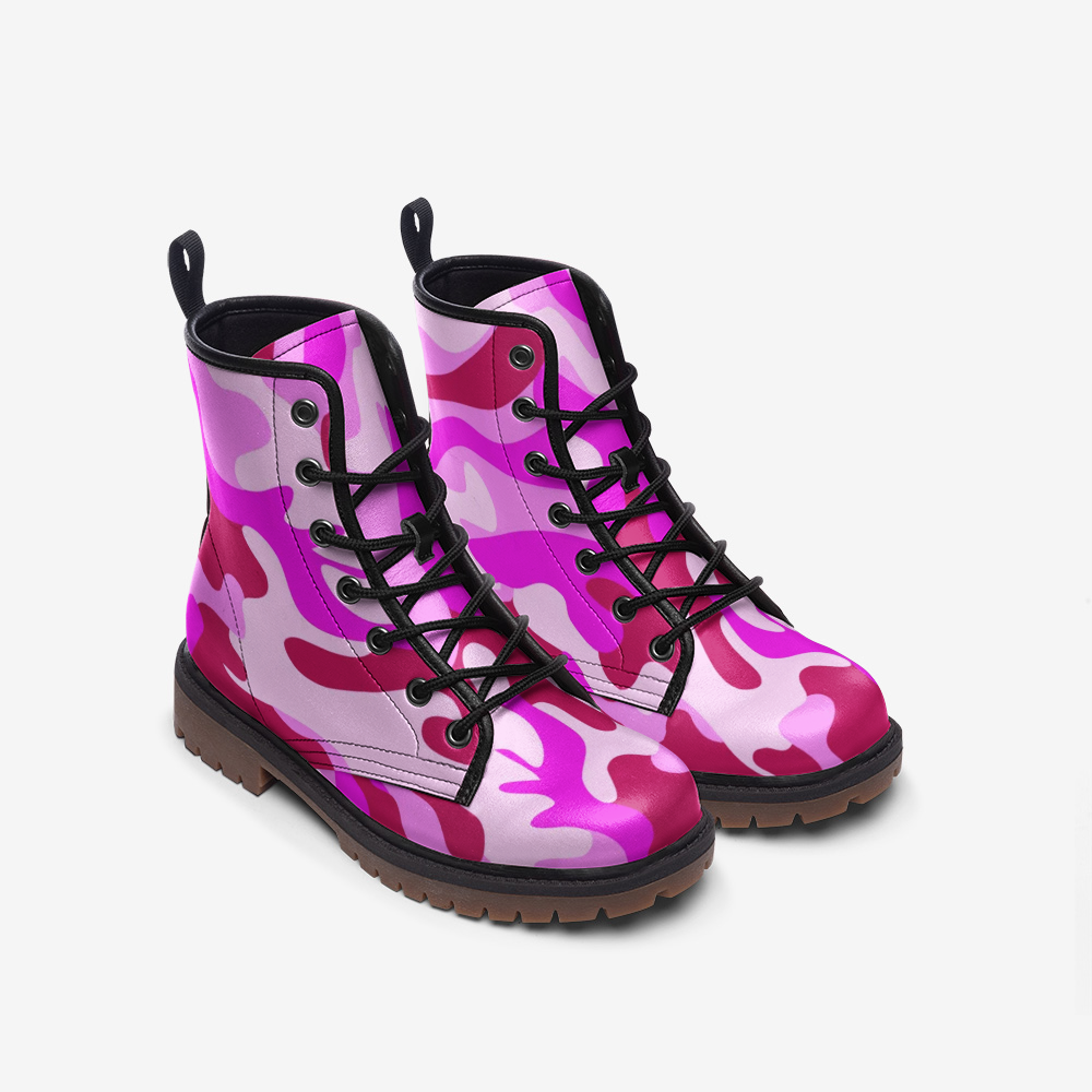 Pink Soldier Casual Leather Lightweight Unisex Boots DromedarShop.com Online Boutique