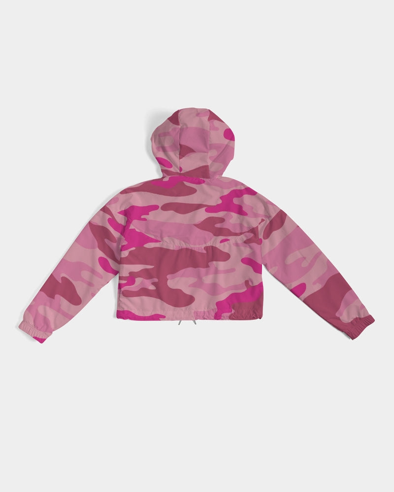 Pink  3 Color Camouflage Women's Cropped Windbreaker DromedarShop.com Online Boutique