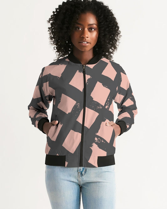 Pop Elements On Pink Women's Bomber Jacket DromedarShop.com Online Boutique