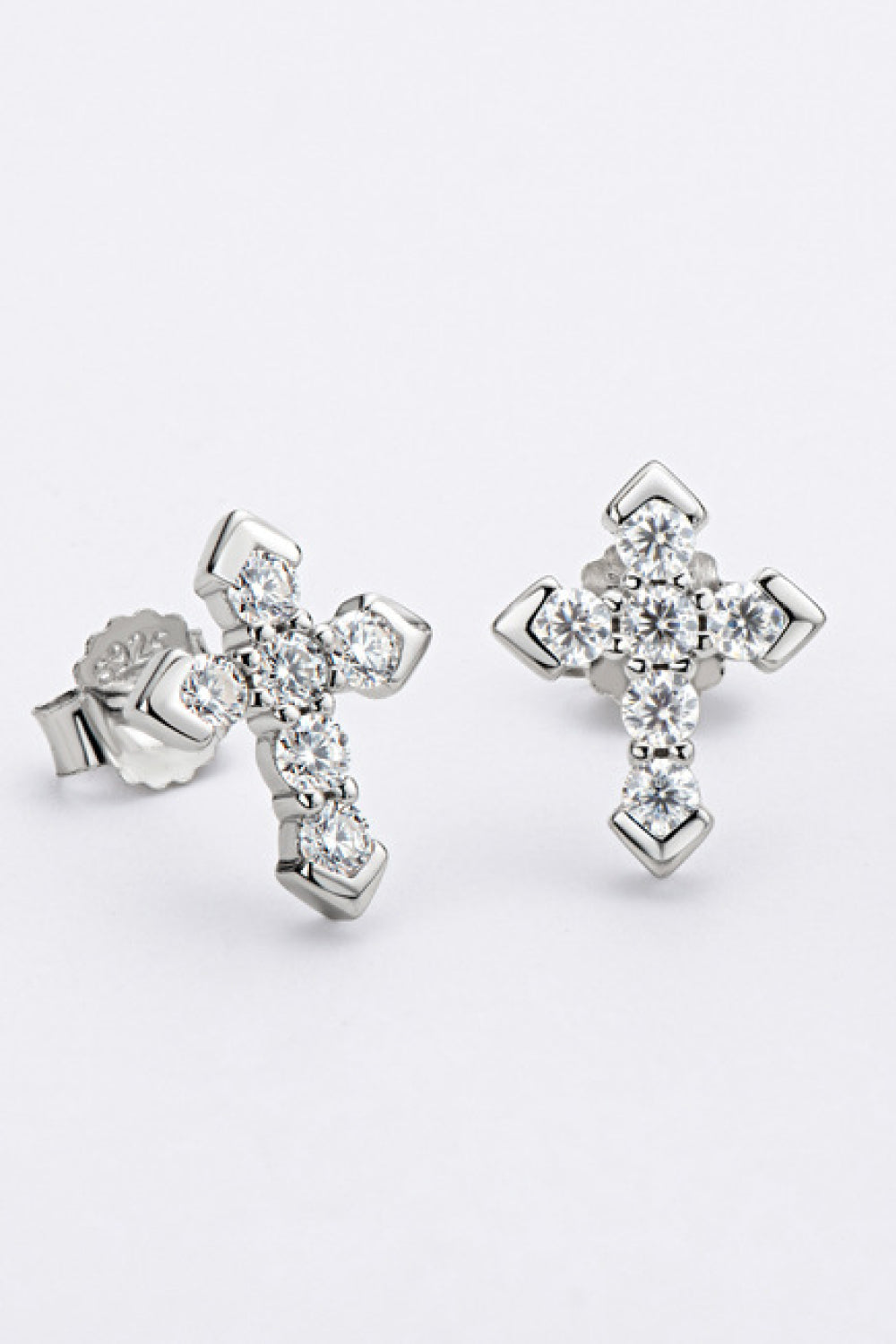 Moissanite Cross Stud Earrings - DromedarShop.com Online Boutique