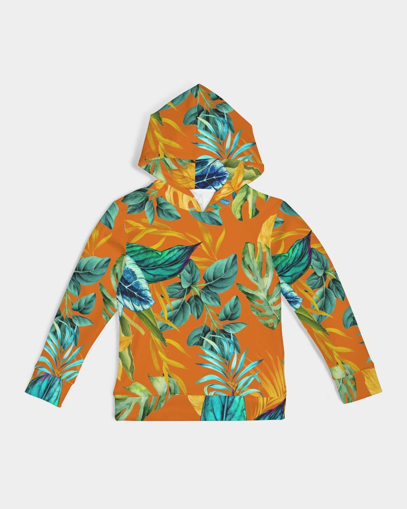 Foliage pattern on orange Kids Hoodie DromedarShop.com Online Boutique