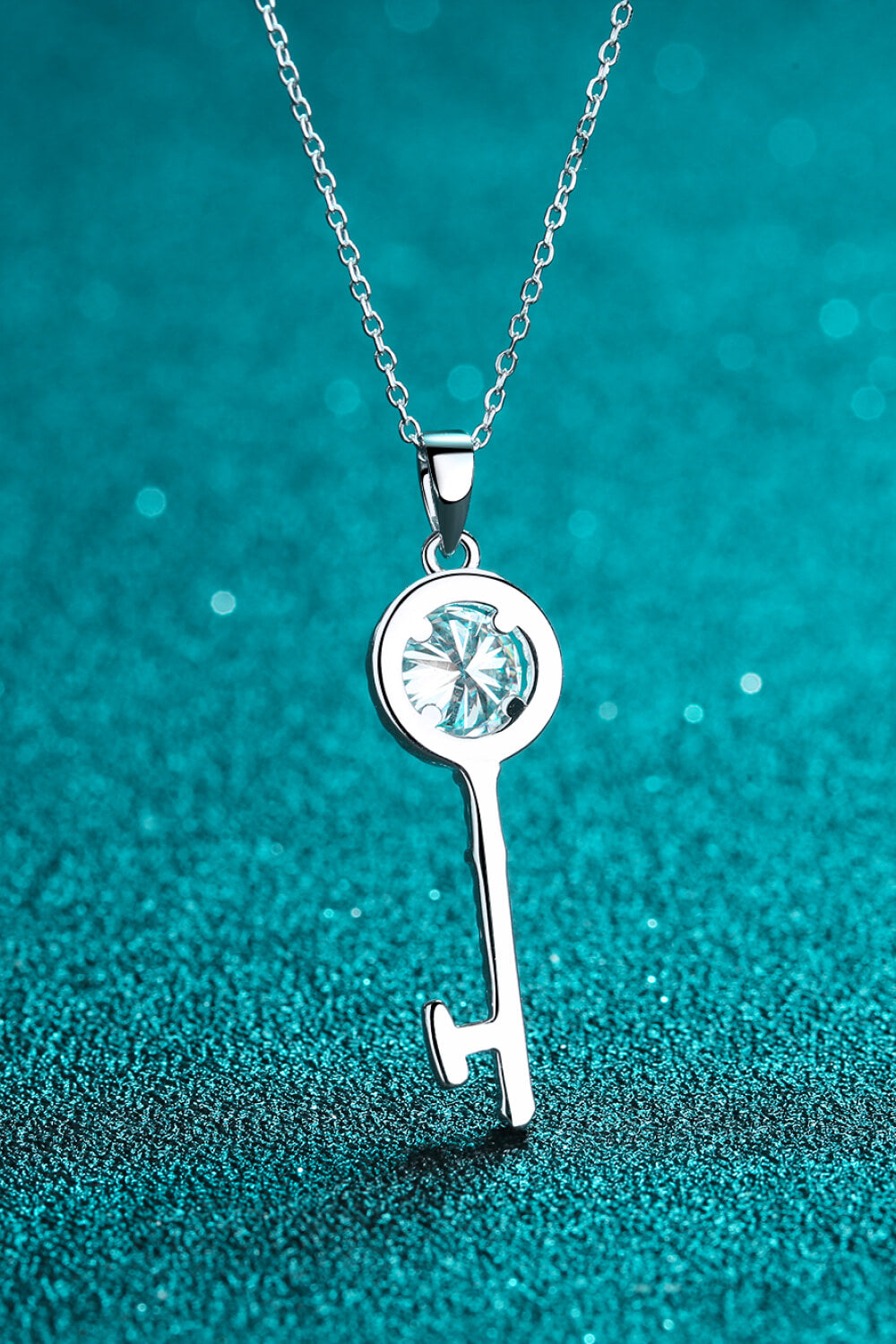 Moissanite Key Pendant Necklace - DromedarShop.com Online Boutique