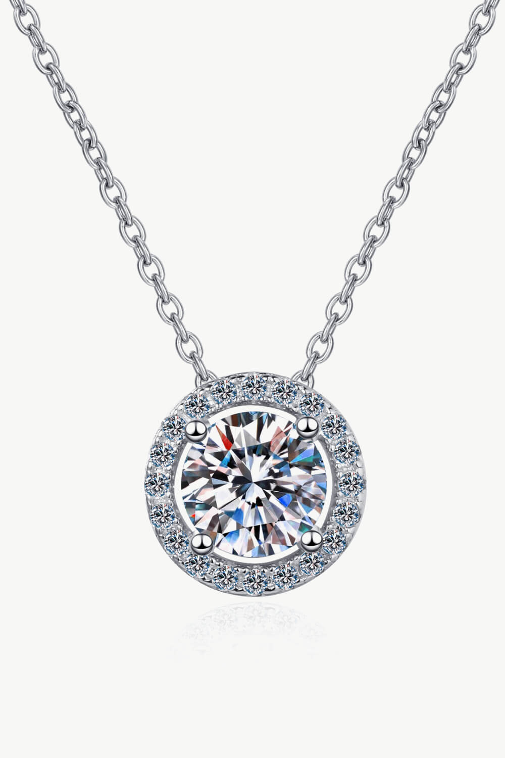 1 Carat Moissanite Round Pendant Chain Necklace - DromedarShop.com Online Boutique