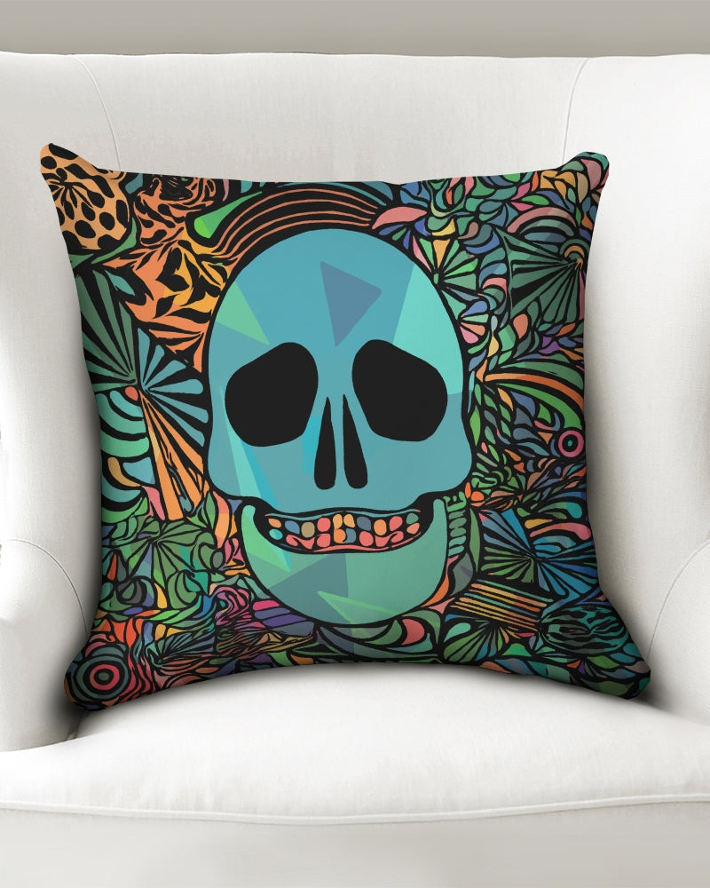 Aztec-Inka Collection Mexican Colorful Skull Throw Pillow Case 18"x18" DromedarShop.com Online Boutique