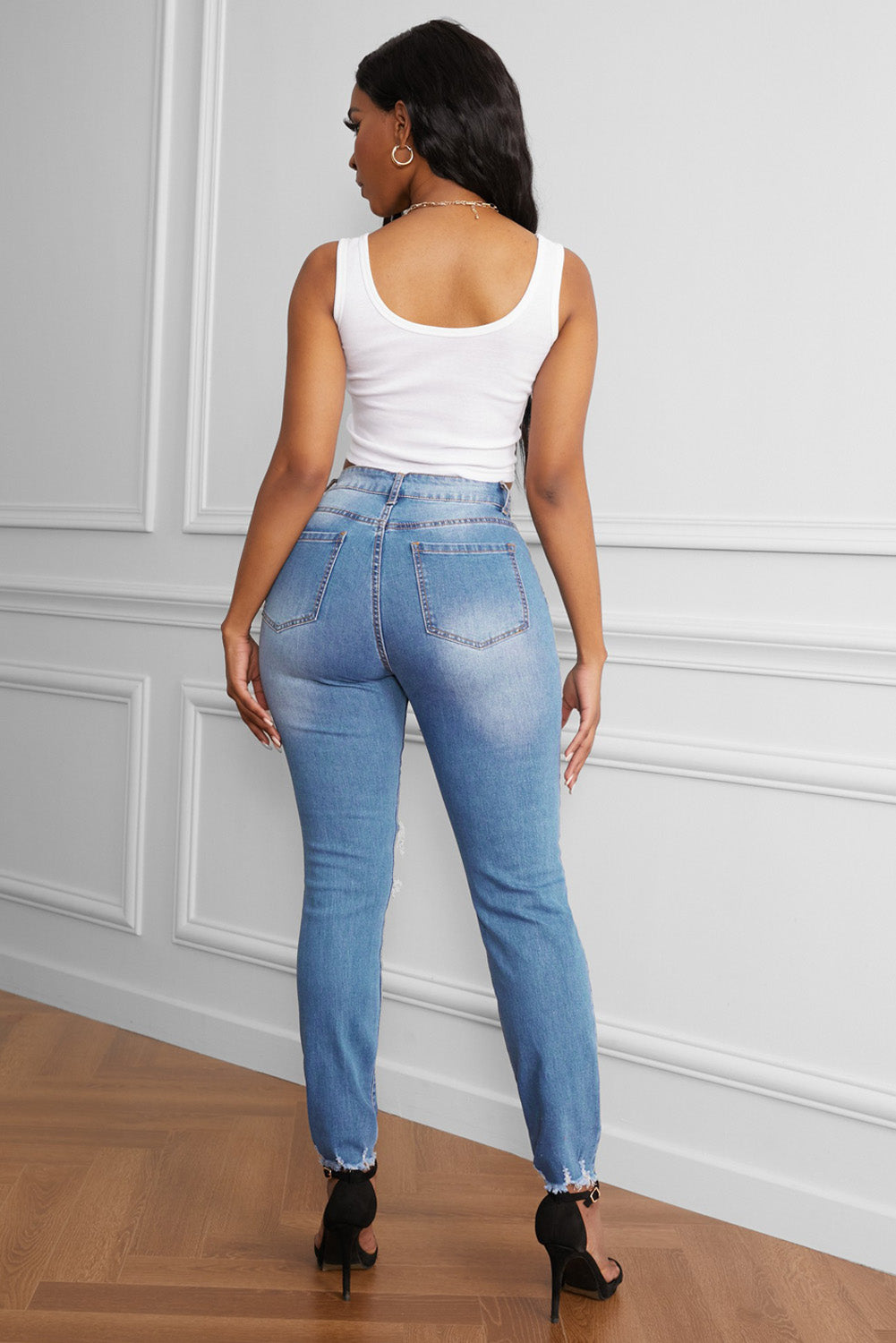 Raw Cut Frayed Hem Jeans - DromedarShop.com Online Boutique