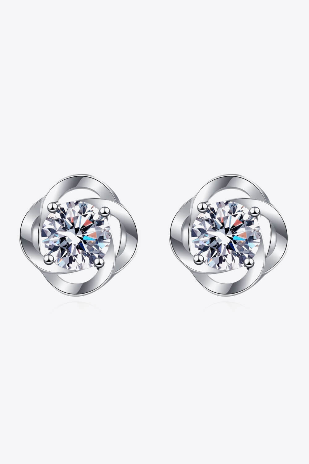 It's Your Day Moissanite Rhodium-Plated Stud Earrings - DromedarShop.com Online Boutique