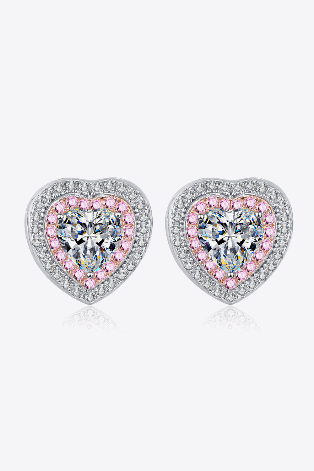 Moissanite Heart-Shaped Stud Earrings - DromedarShop.com Online Boutique