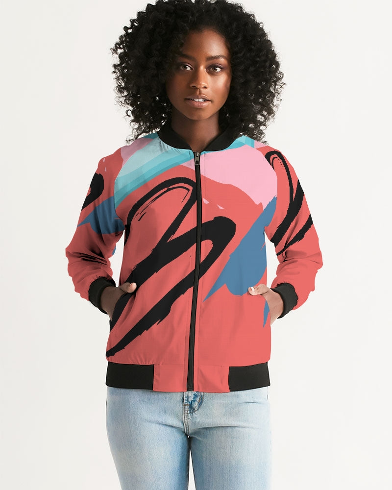 Abstract Red Women's Bomber Jacket DromedarShop.com Online Boutique