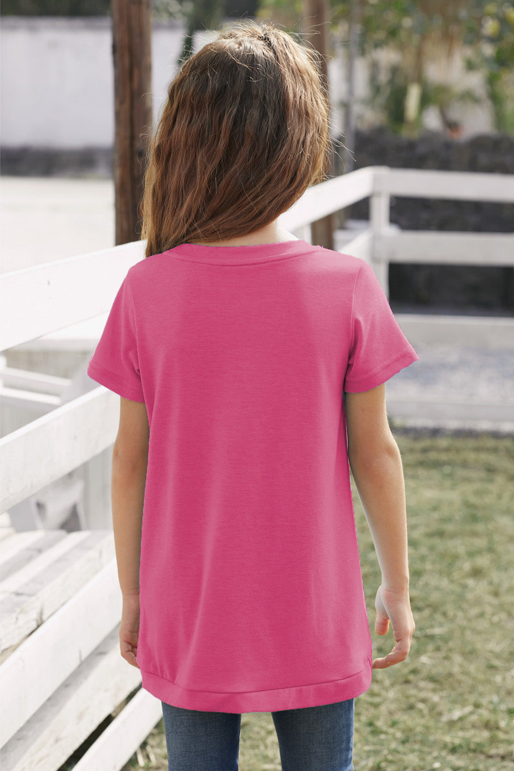 Girls Buttoned Tulip Hem T-Shirt - DromedarShop.com Online Boutique