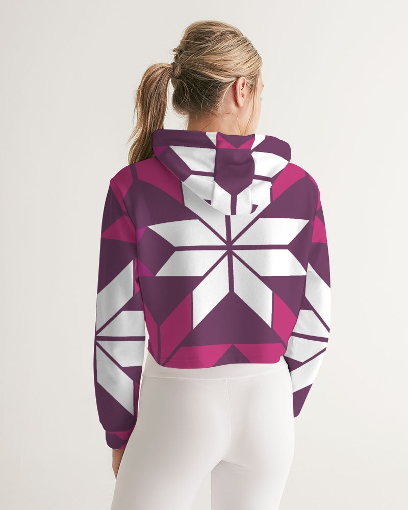 Aztec-Inka Collection Aztec Purple pattern Women's Cropped Hoodie DromedarShop.com Online Boutique