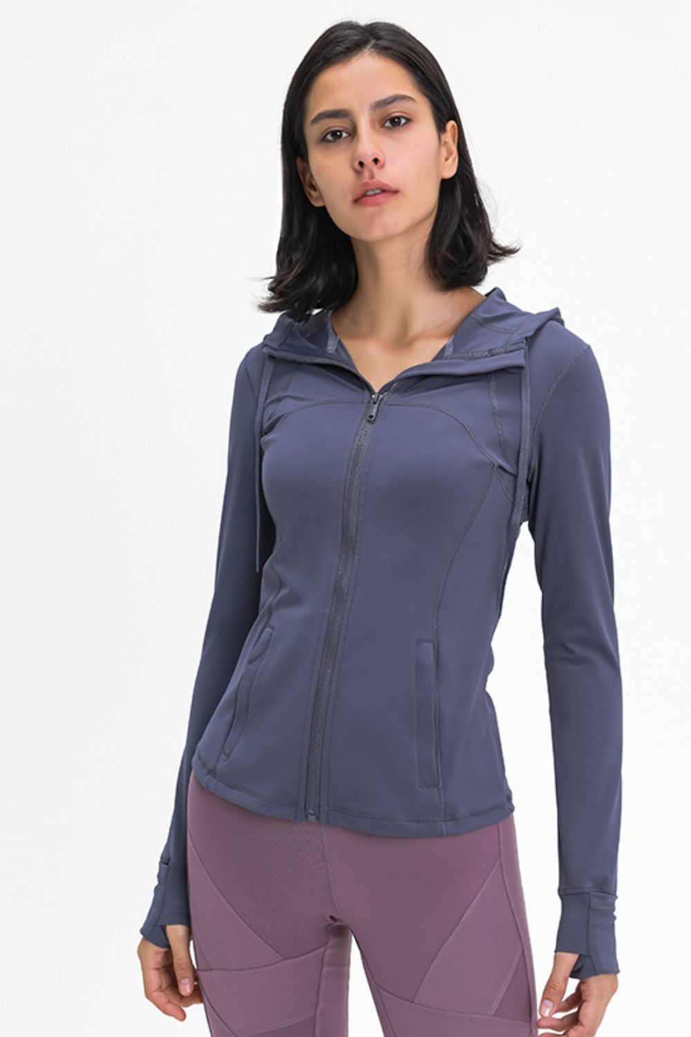 Zip Up Drawstring Detail Hooded Sports Jacket - DromedarShop.com Online Boutique