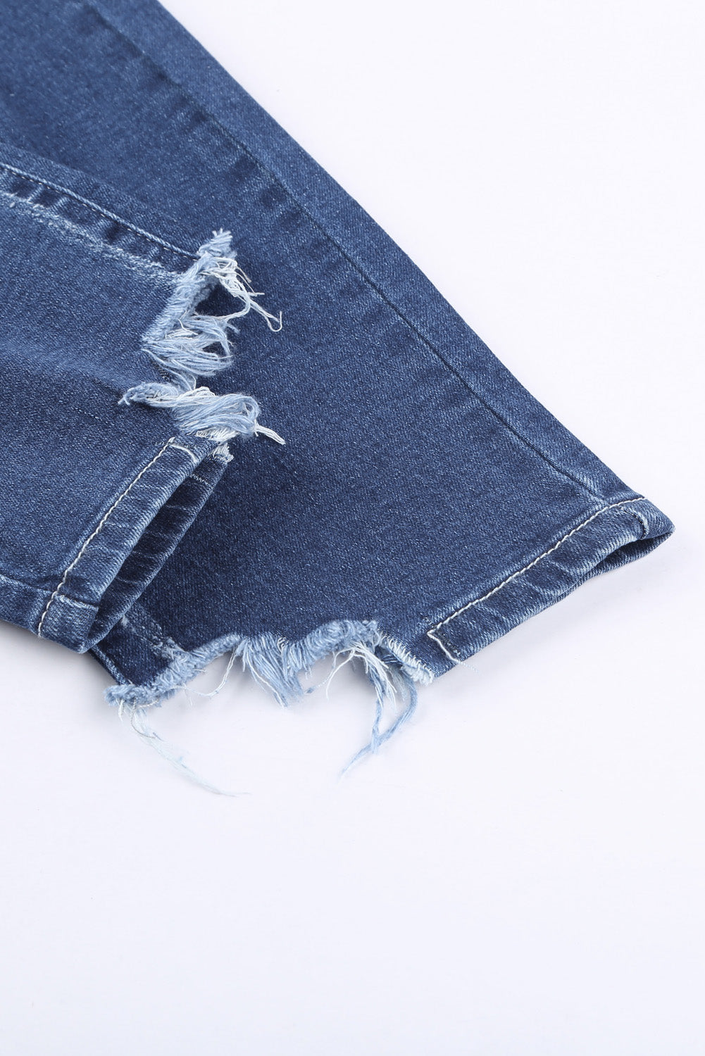 High-Rise Distressed Hem Detail Jeans - DromedarShop.com Online Boutique