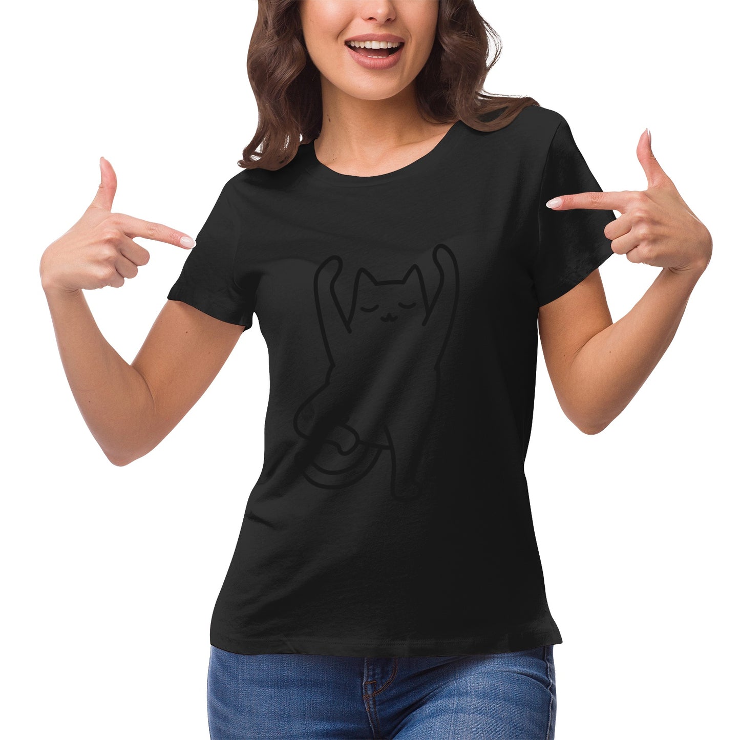 Yoga Cat 5 Women's Ultrasoft Pima Cotton T‑shirt - DromedarShop.com Online Boutique