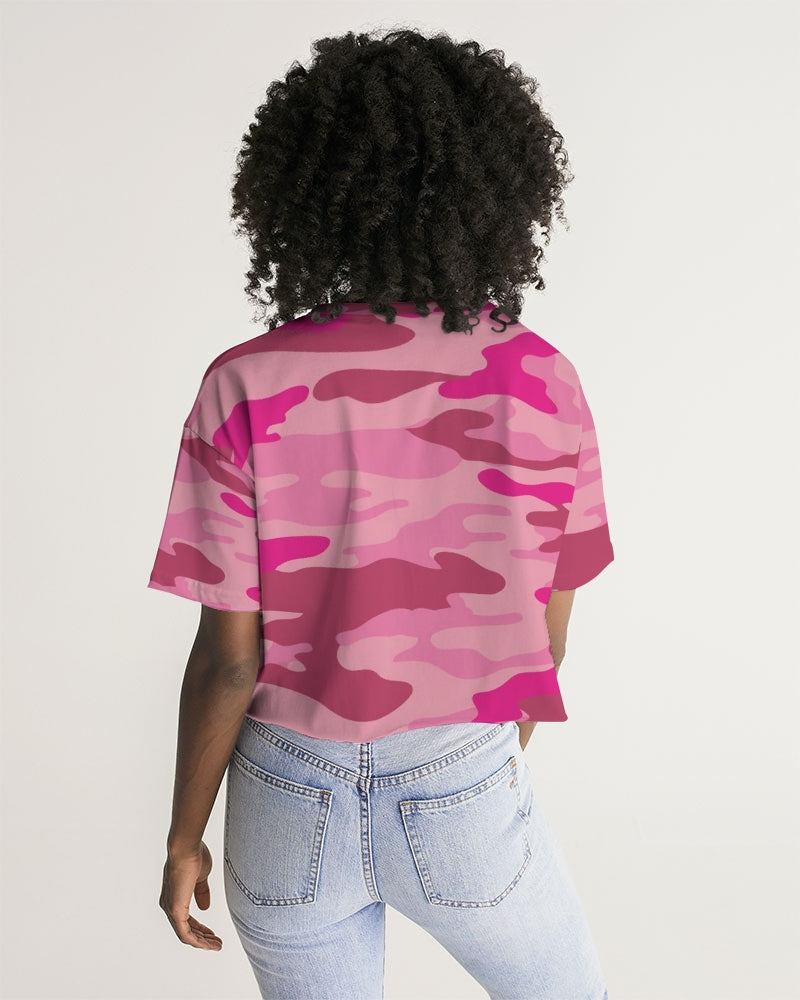 Pink  3 Color Camouflage Women's Lounge Cropped Tee DromedarShop.com Online Boutique