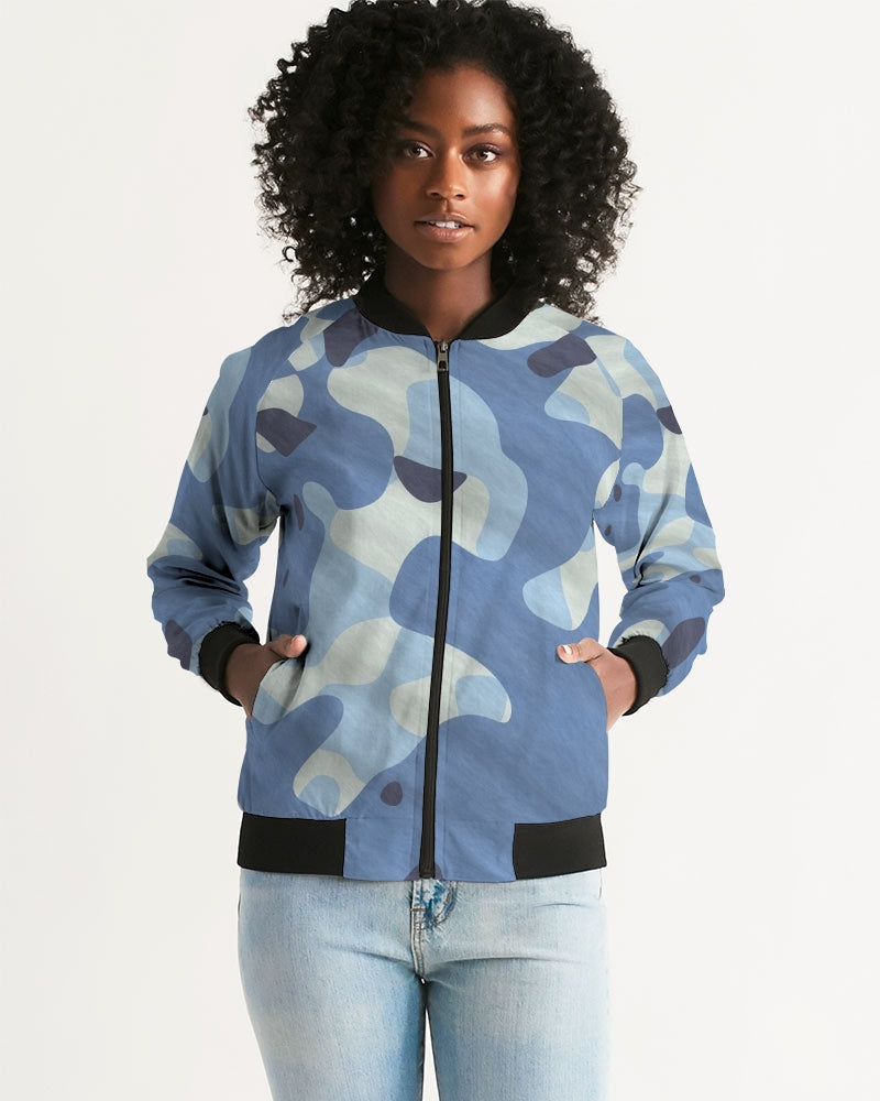 Blue Maniac Camouflage Women's Bomber Jacket DromedarShop.com Online Boutique