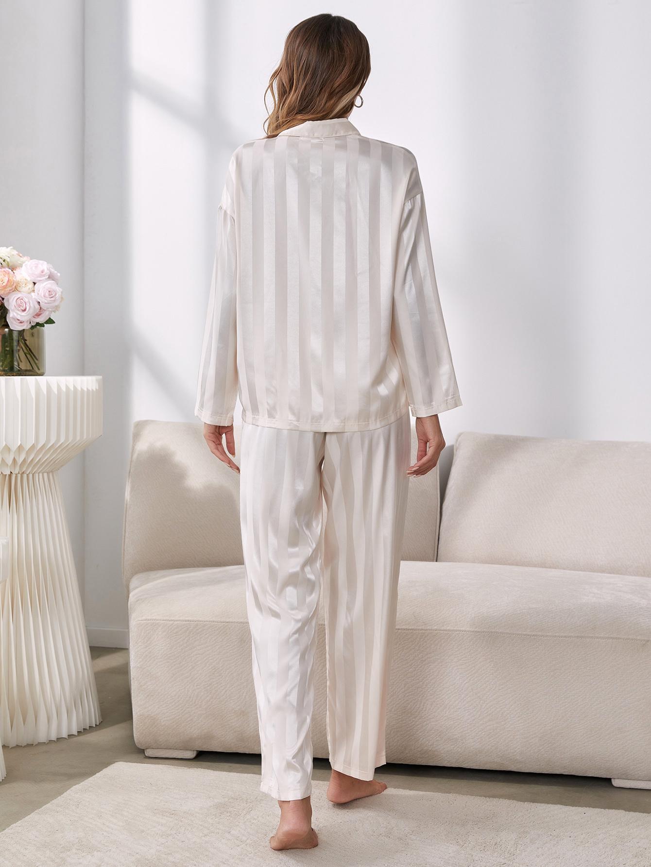 Button-Up Shirt and Pants Pajama Set - DromedarShop.com Online Boutique