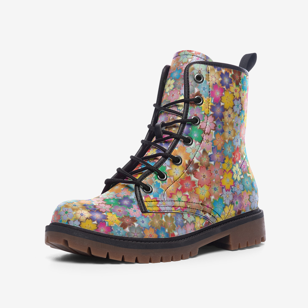 Spring Flowers Casual Leather Lightweight Unisex Boots DromedarShop.com Online Boutique