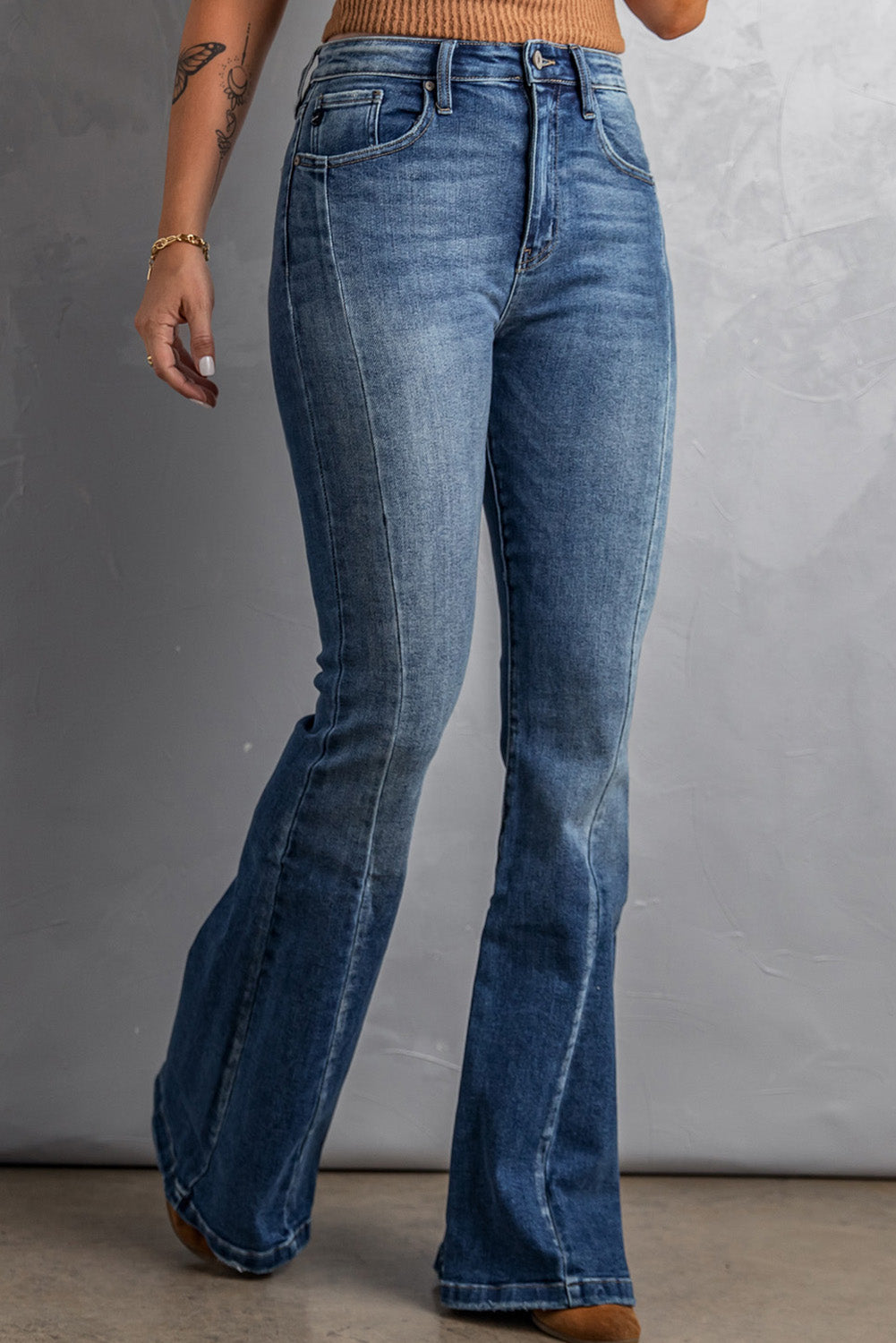 High Waist Flare Jeans with Pockets - DromedarShop.com Online Boutique