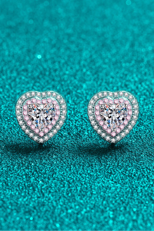 Moissanite Heart-Shaped Stud Earrings - DromedarShop.com Online Boutique