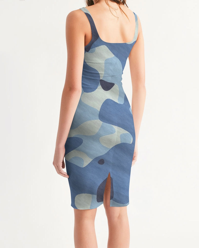 Blue Maniac Camouflage Women's Midi Bodycon Dress DromedarShop.com Online Boutique