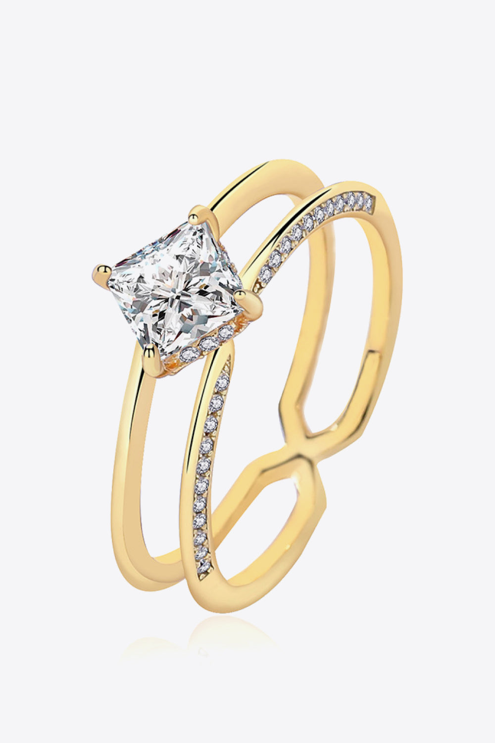 Moissanite 18K Gold-Plated Double-Layered Ring - DromedarShop.com Online Boutique