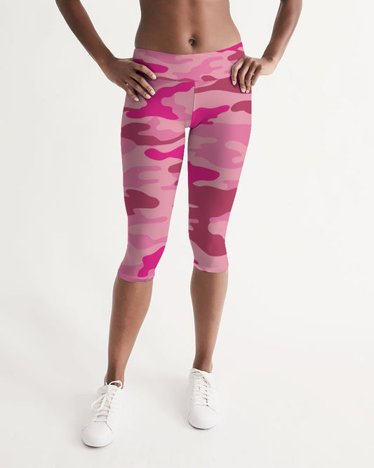 Pink  3 Color Camouflage Women's Mid-Rise Capri DromedarShop.com Online Boutique