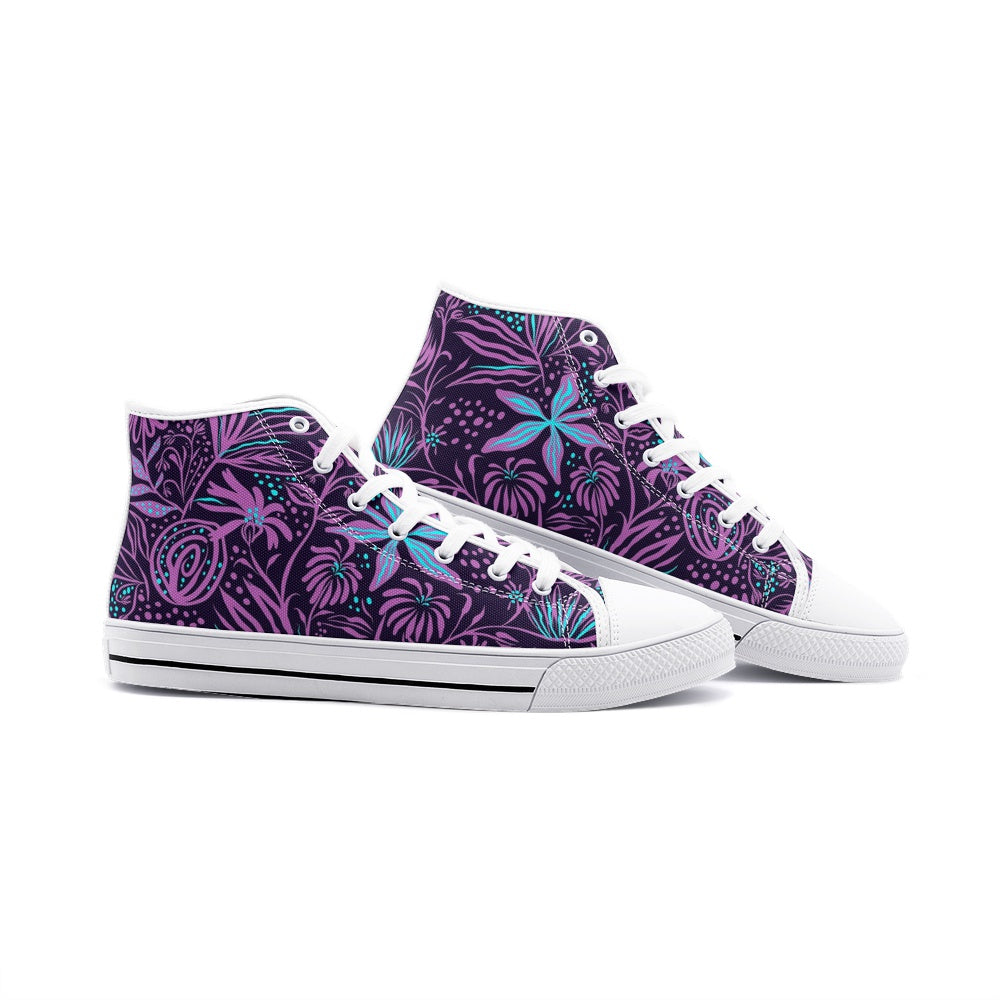 Purple Leafs Unisex High-Top Canvas Shoes DromedarShop.com Online Boutique