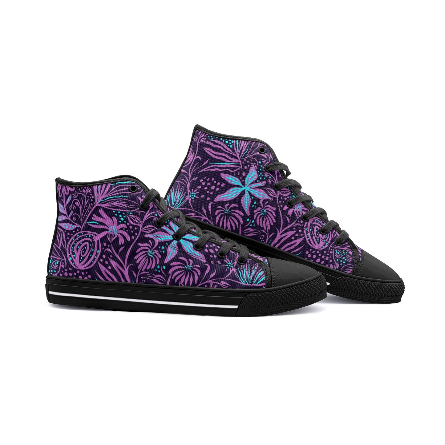 Purple Leafs Unisex High-Top Canvas Shoes DromedarShop.com Online Boutique