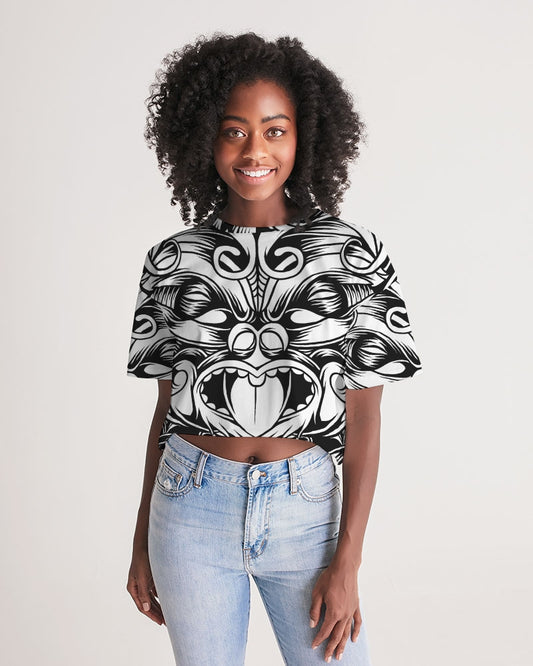 Maori Mask Collection Women's Lounge Cropped Tee DromedarShop.com Online Boutique