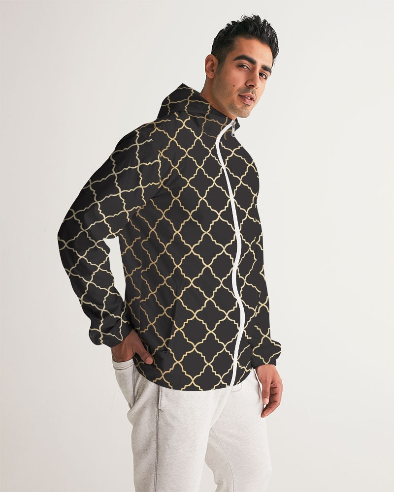 The Miracle of the East Gold Black Arabic pattern  Men's Windbreaker DromedarShop.com Online Boutique