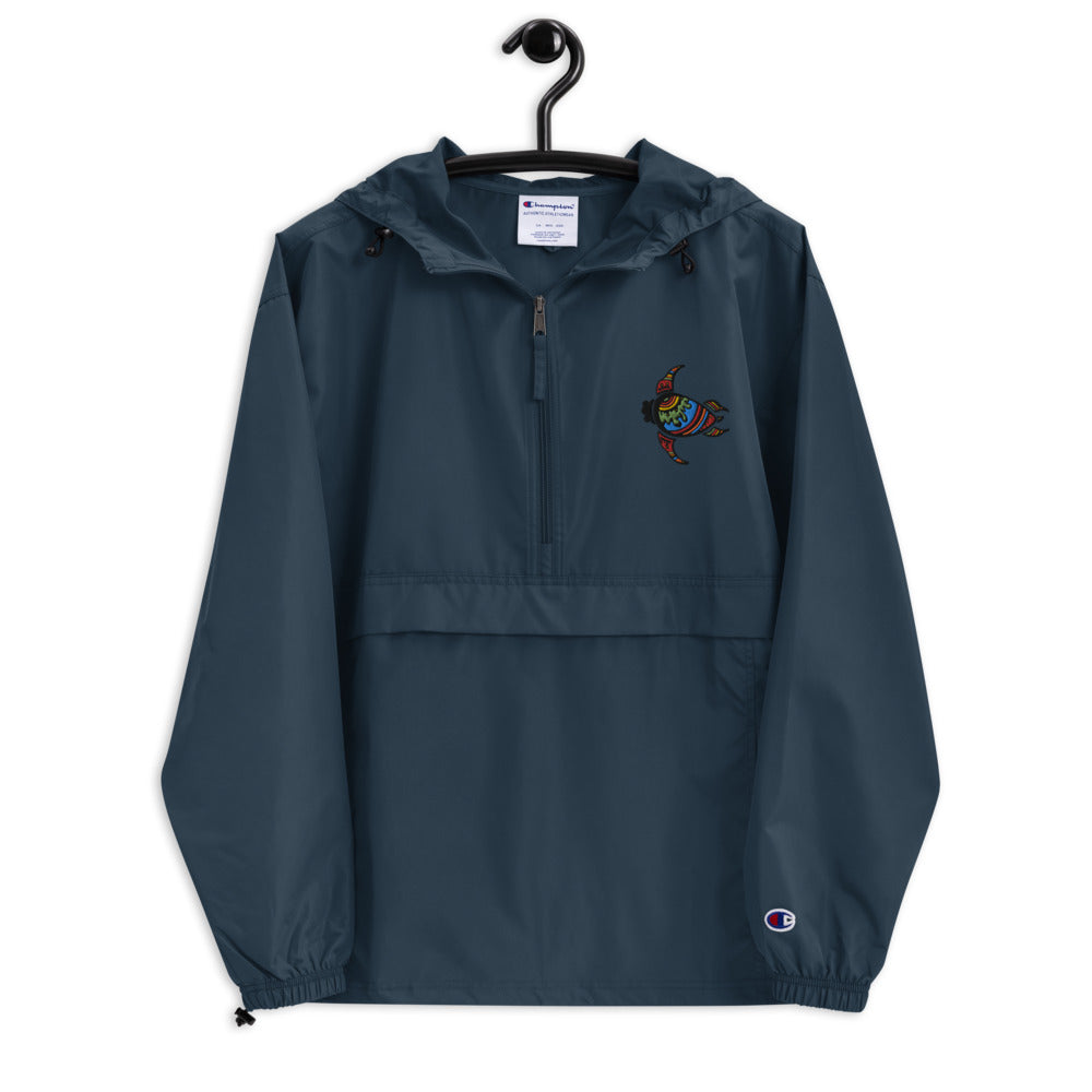 Embroidered Champion Packable Jacket Maori Turtle DromedarShop.com Online Boutique