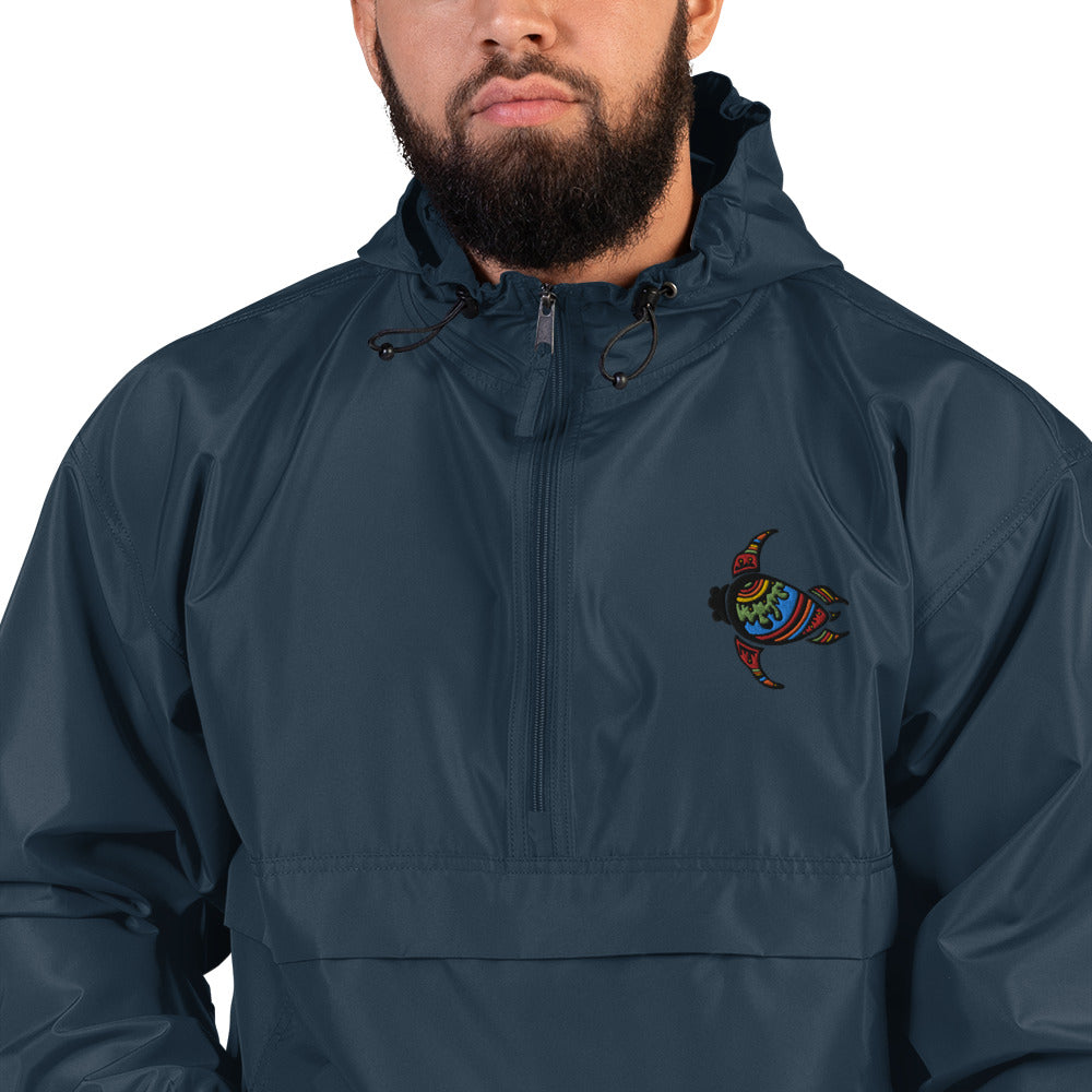 Embroidered Champion Packable Jacket Maori Turtle DromedarShop.com Online Boutique