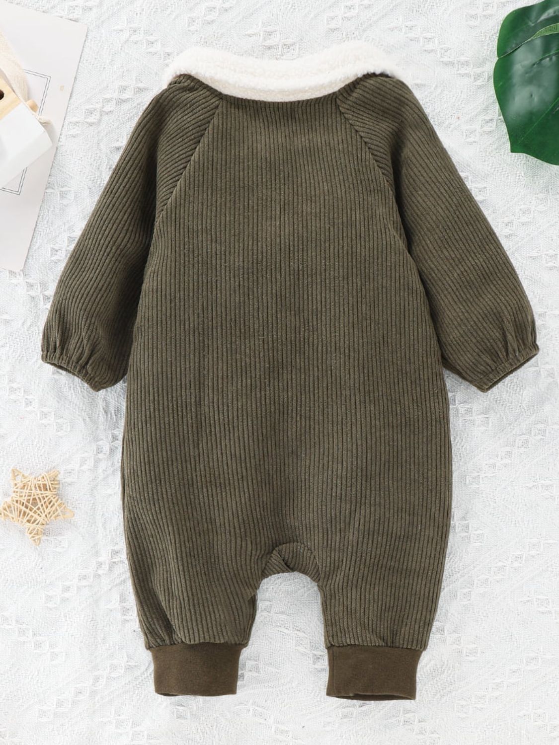 Baby Buttoned Collared Neck Corduroy Jumpsuit - DromedarShop.com Online Boutique