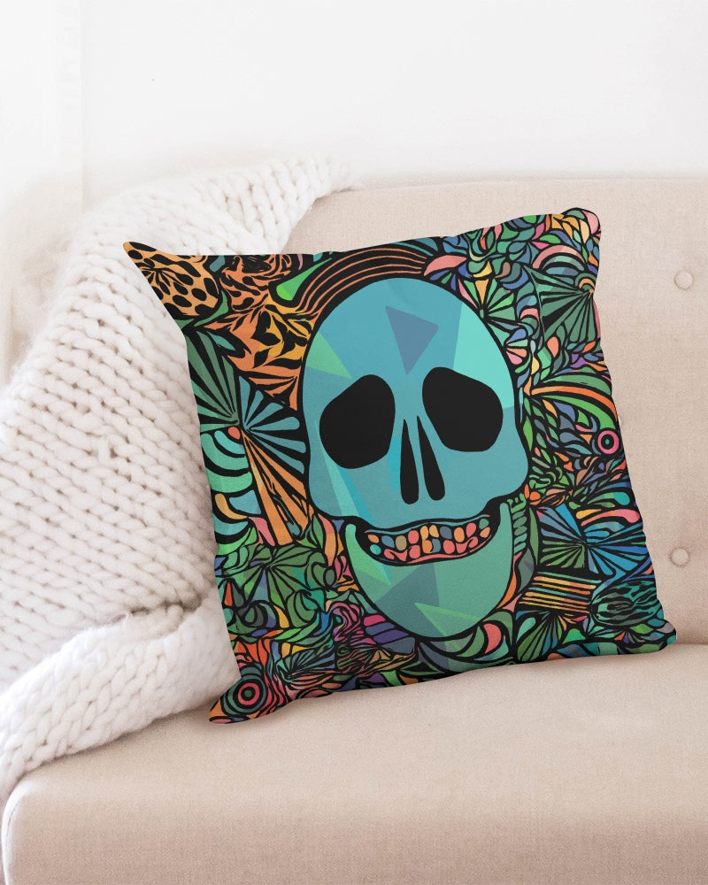 Aztec-Inka Collection Mexican Colorful Skull Throw Pillow Case 20"x20" DromedarShop.com Online Boutique