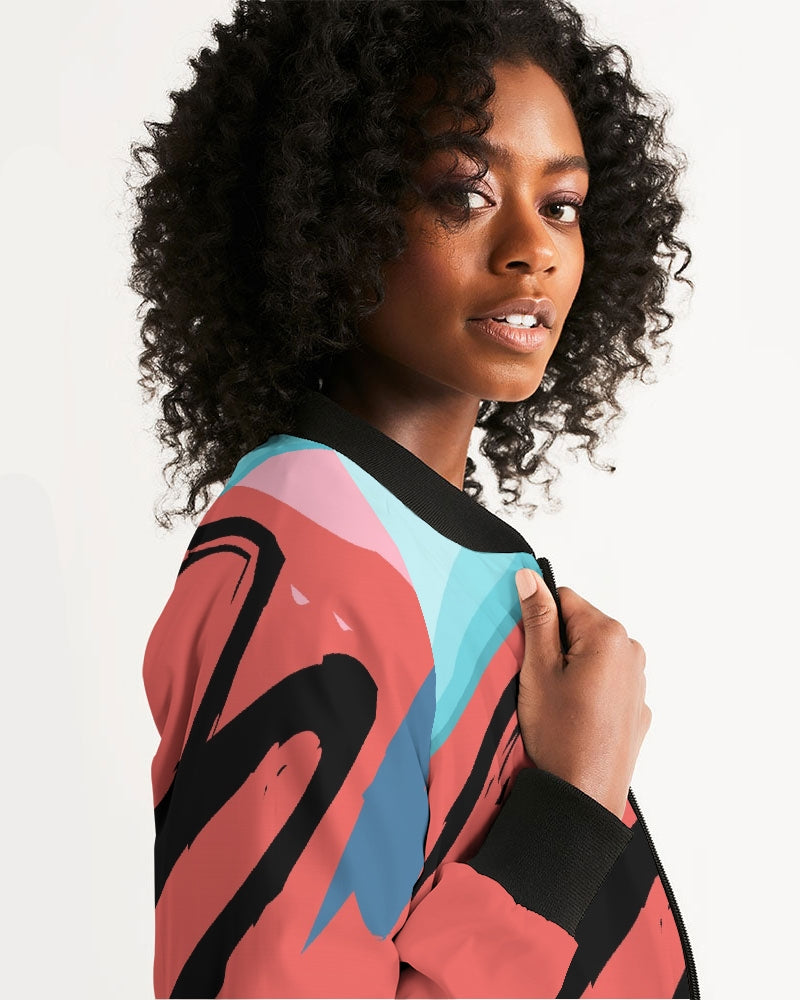 Abstract Red Women's Bomber Jacket DromedarShop.com Online Boutique