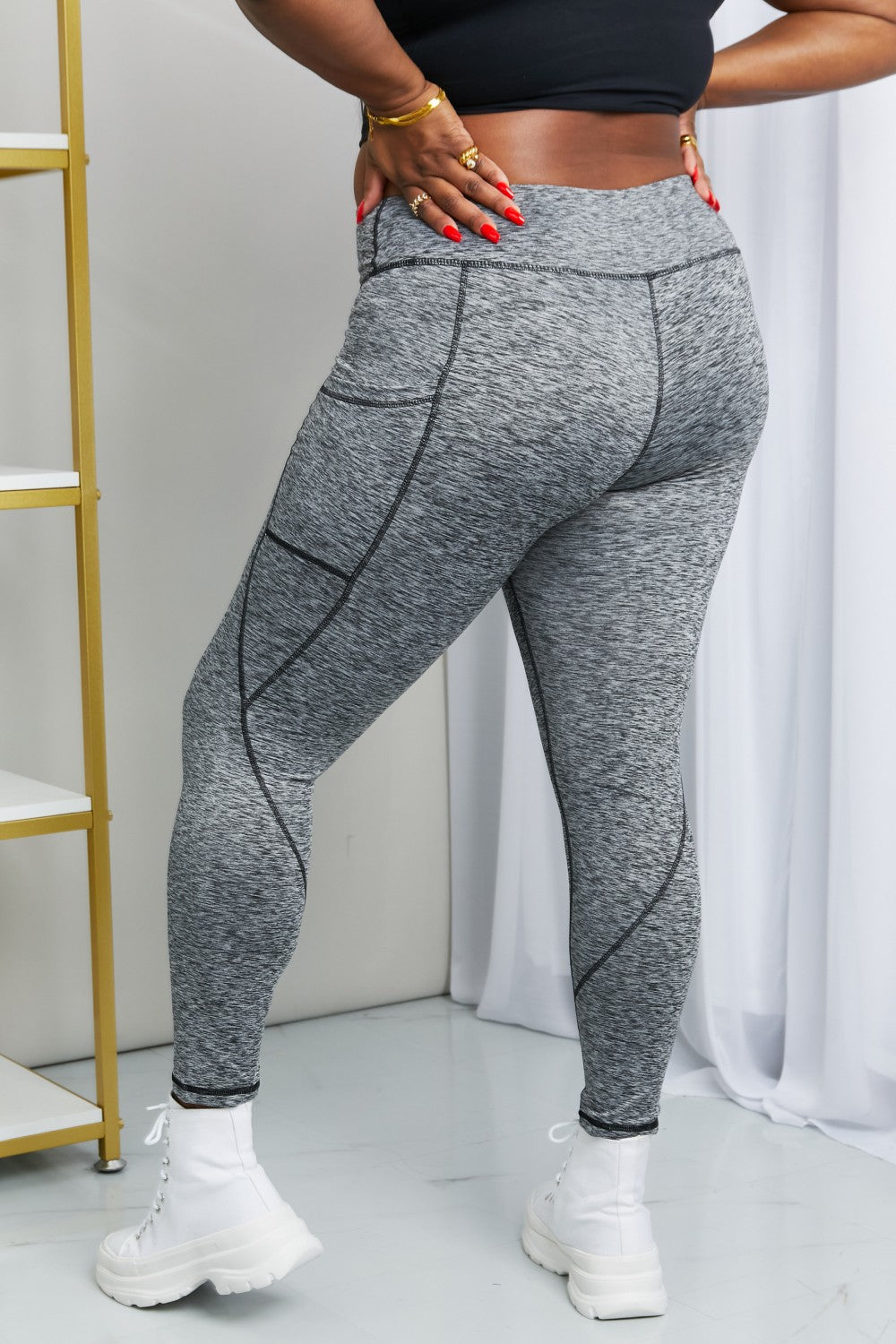 Rae Mode Full Size Heathered Wide Waistband Yoga Leggings - DromedarShop.com Online Boutique