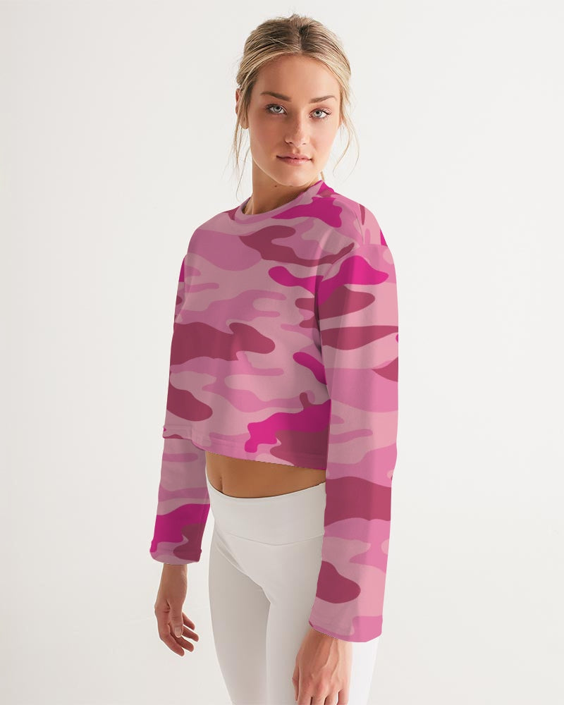 Pink  3 Color Camouflage Women's Cropped Sweatshirt DromedarShop.com Online Boutique