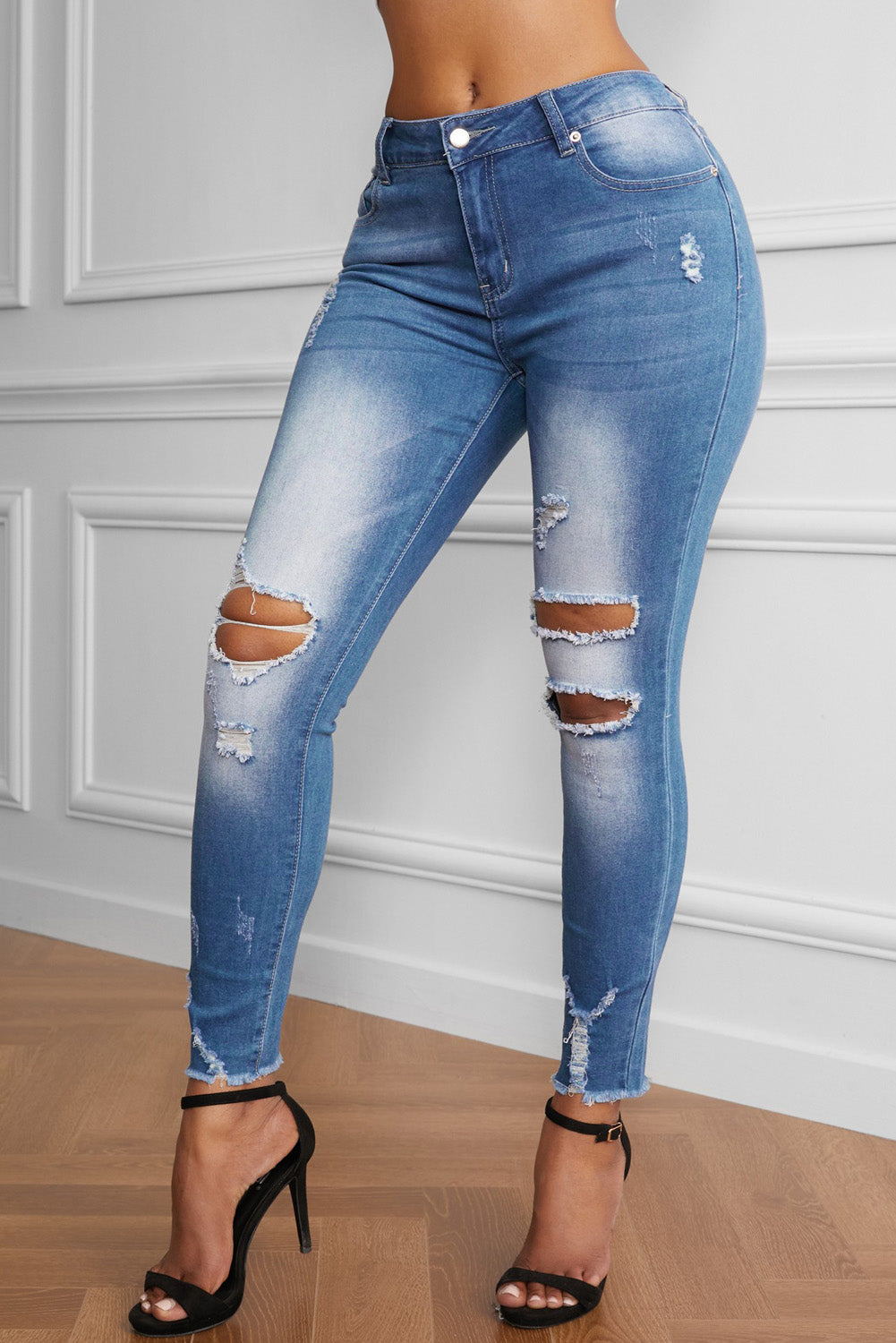 Faded Mid High Rise Jeans - DromedarShop.com Online Boutique