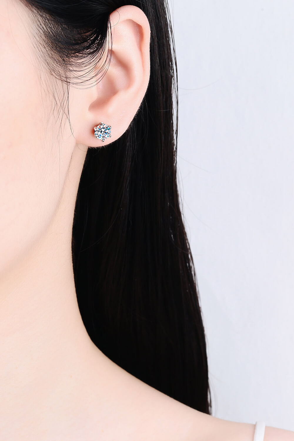 Inlaid Moissanite Stud Earrings - DromedarShop.com Online Boutique