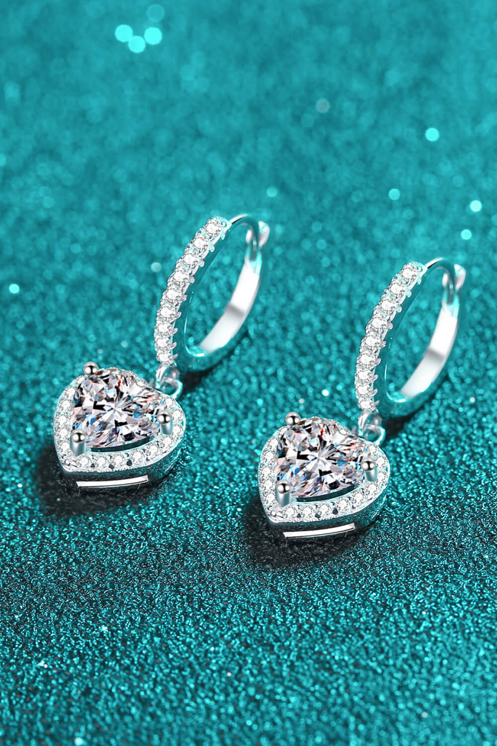 Moissanite Heart-Shaped Drop Earrings - DromedarShop.com Online Boutique