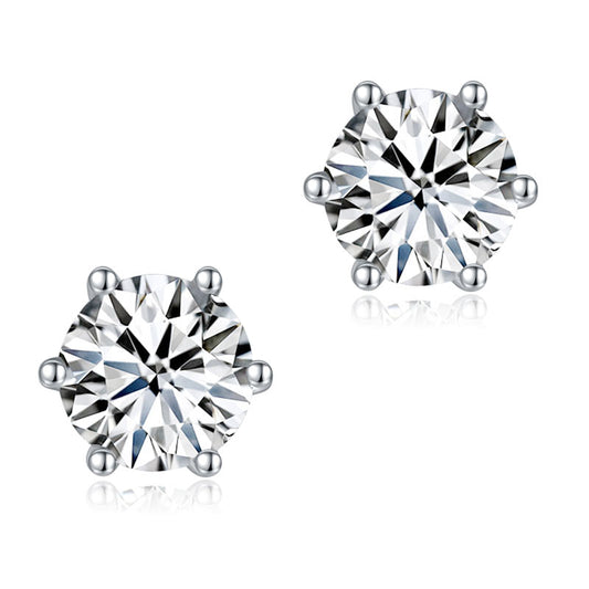 0.5 Carat Moissanite Diamond 6 Claws Stud Earrings 925 Sterling Silver MFE8203 - DromedarShop.com Online Boutique
