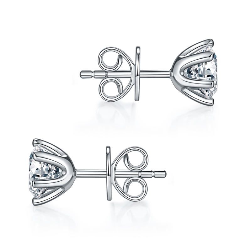 0.5 Carat Moissanite Diamond 6 Claws Stud Earrings 925 Sterling Silver MFE8203 - DromedarShop.com Online Boutique
