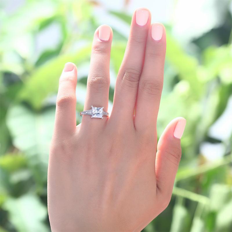 1.5 Ct Princess Cut Solid 925 Sterling Silver Wedding Promise Engagement Ring DromedarShop.com Online Boutique