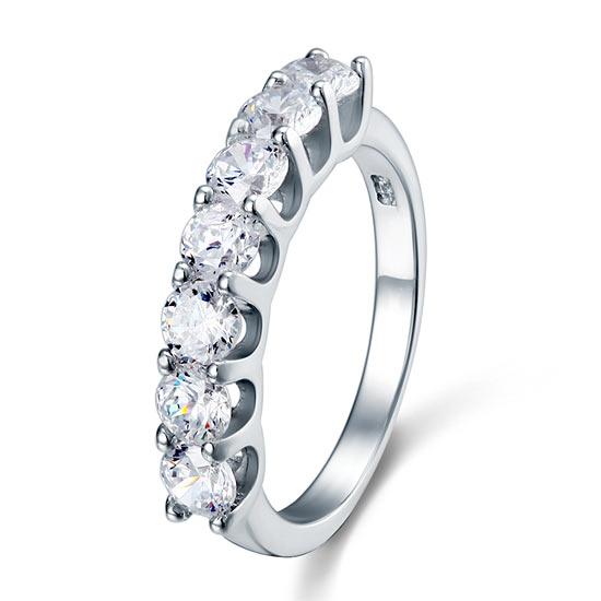 1.75 Carat Seven Stone Solid 925 Sterling Silver Wedding Ring Jewelry DromedarShop.com Online Boutique